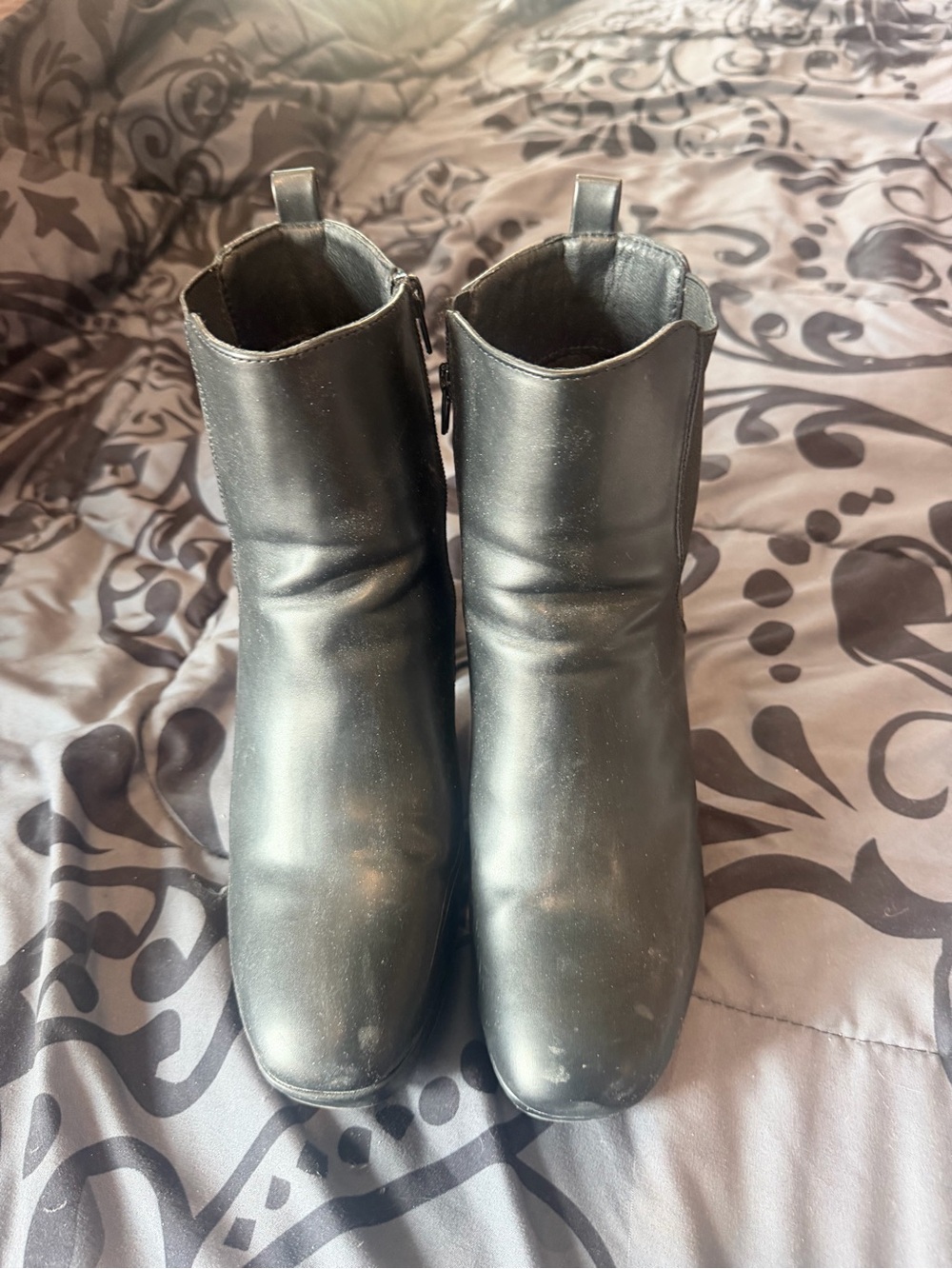 MIA Black Leather Ankle Boots